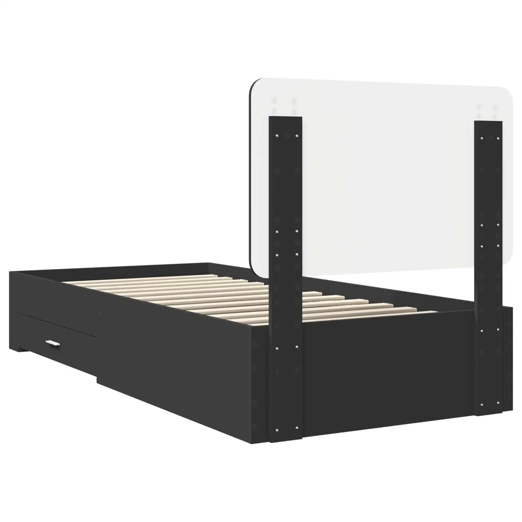 Struttura del letto-Giroletto Nero 75 x 190 cm Legno multistrato 838482