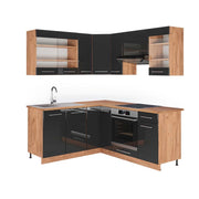 Cucina angolare completa Fame-Line Antracite lucido/Rovere dorato 190 x 60 cm, PL Rovere Vicco