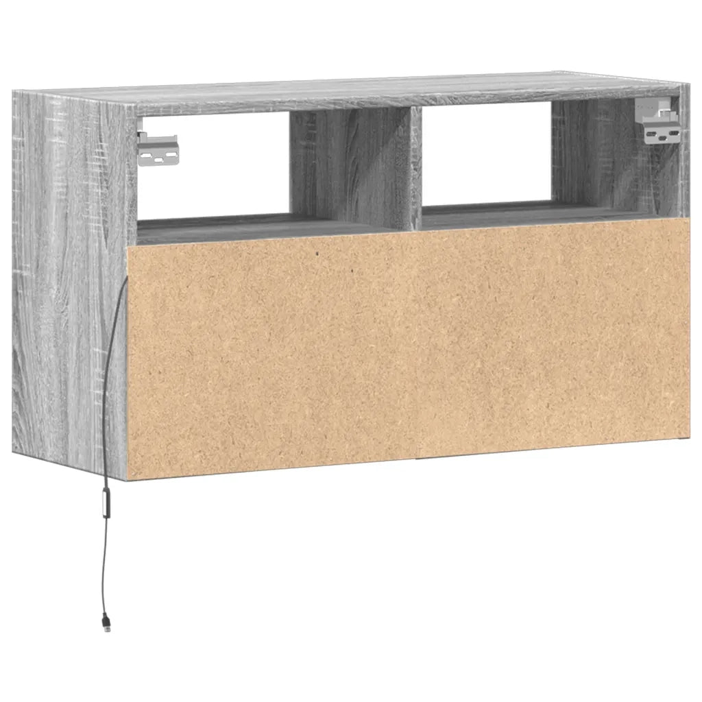 Mobile TV a Parete con Luci LED-Mobile TV a Muro Grigio Sonoma 80x31x45 cm 172911