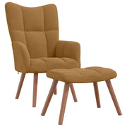 Poltrona Relax con Poggiapiedi Marrone in Velluto cod mxl 12939