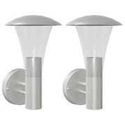 Set di 2 applique da esterno 17,5 x 17,5 x 28 cm finitura robusta design elegante in acciaio inox argento 02_0056556