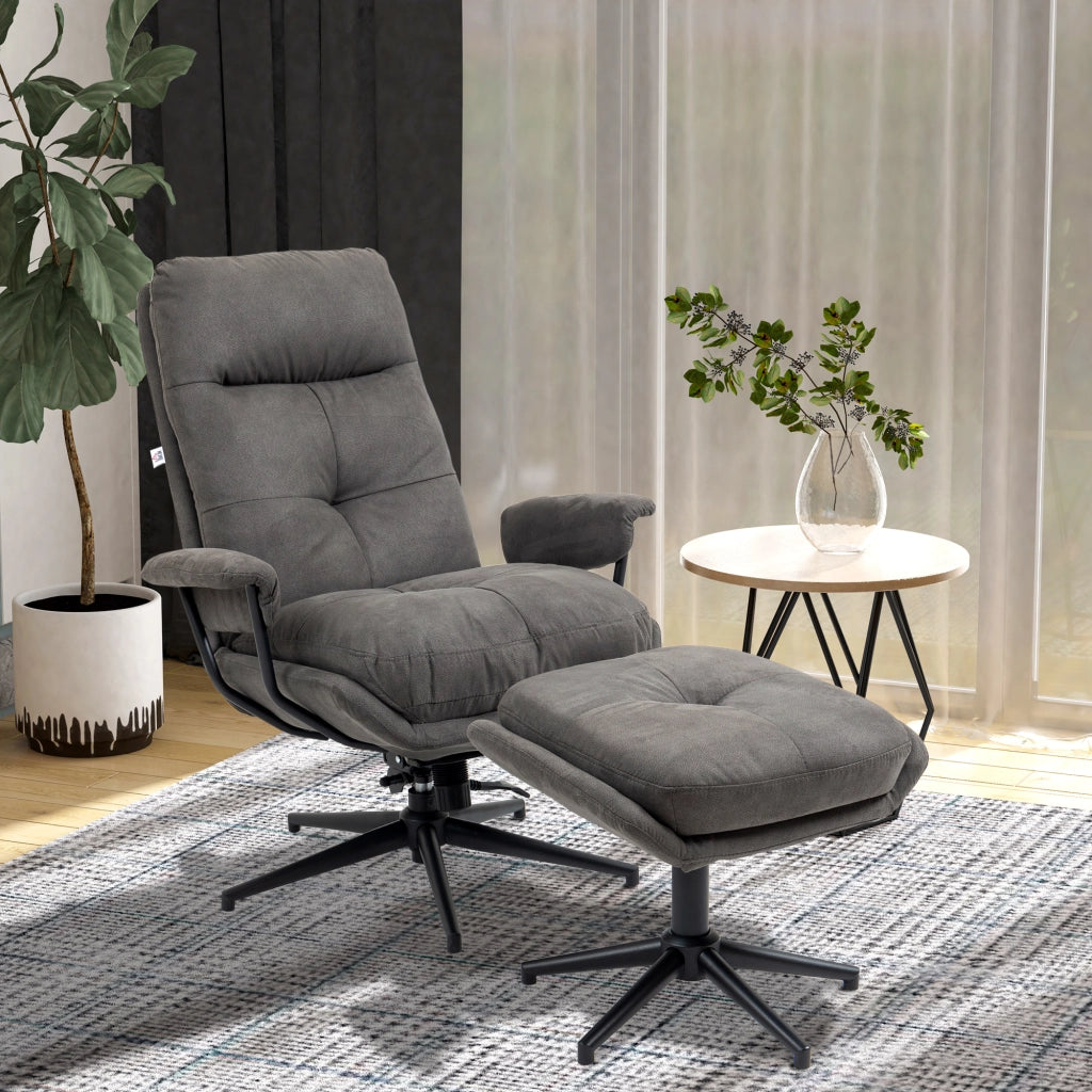 Poltrona relax con poggiapiedi ¨C zephmum ¨C schienale reclinabile, tessuto microfibra, grigio scuro