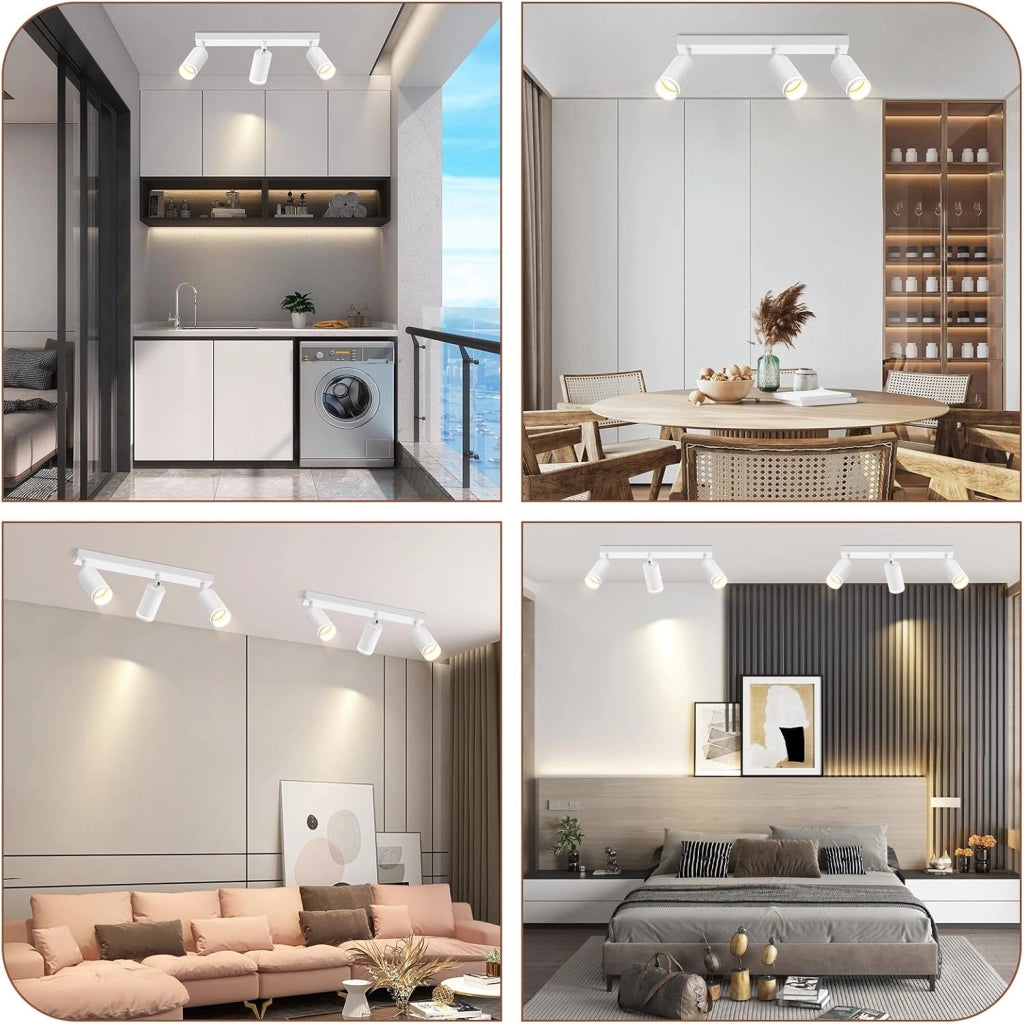 ZMH Faretto da soffitto Bianco 3 Luci GU10 Orientabile da Interno in Metallo per Soggiorno Corridoio Senza Lampadine