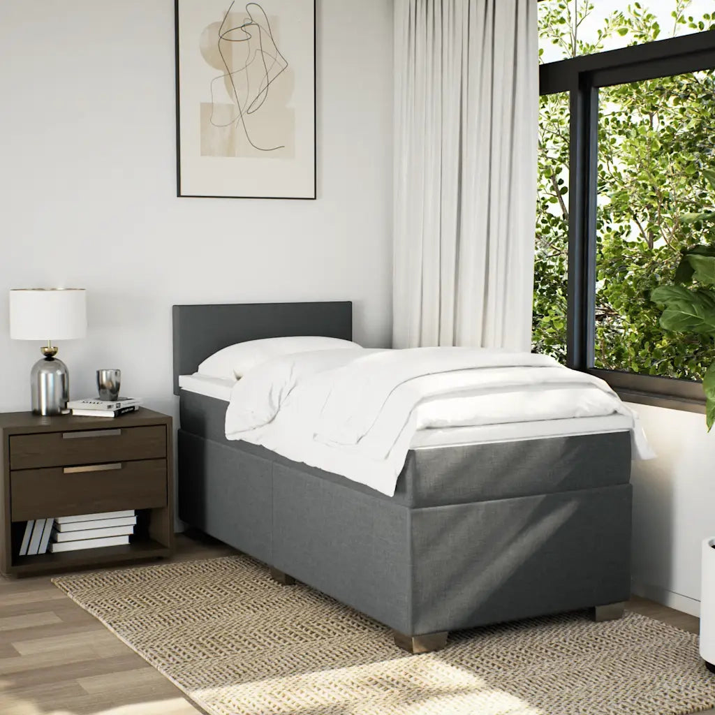 Giroletto a Molle con Materasso Grigio Scuro 100x200 cm Tessuto 3285793