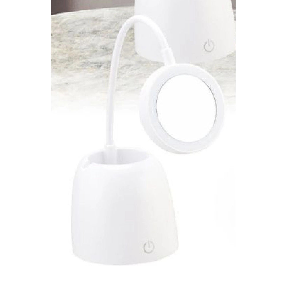 Trade Shop - Lampada Touch Tx-9082 Tavolo Led Usb Specchio Ricaricabile 3 Luminosità Snodabile -