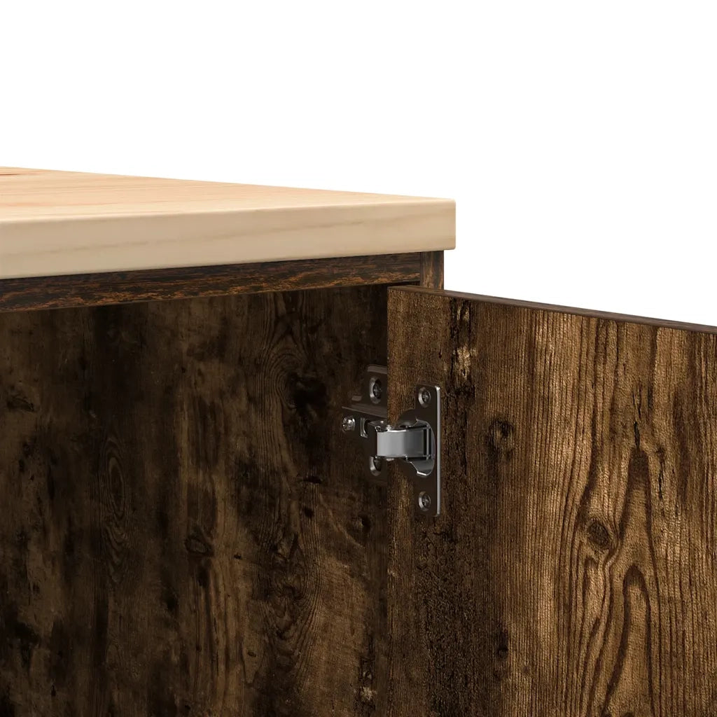 Mobile contenitore multiuso per garage 60 x 51 x 85 cm robusto piano di lavoro stile contemporaneo legno di rovere affumicato 02_0051373