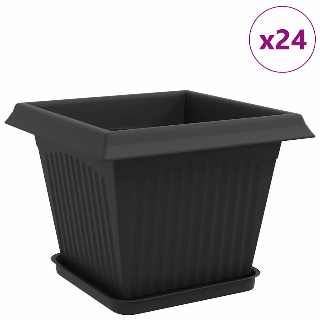 Vasi per Piante 24 pcs Nero 28,5 x 28,5 x 22 cm Plastica 3403314