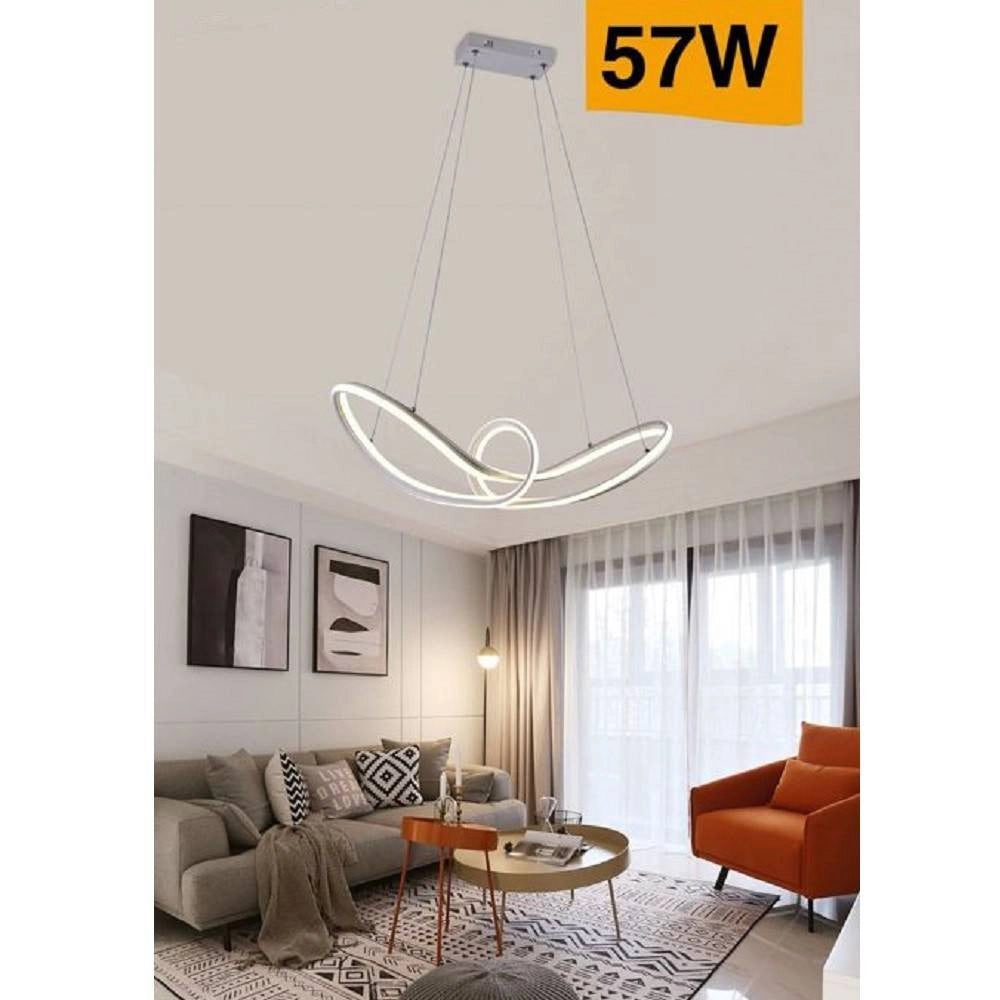 Trade Shop - Lampadario Led Moderno Intrecciato A Fiocco Bianco 57w Luce 4000k 6500k 3000k A59b -