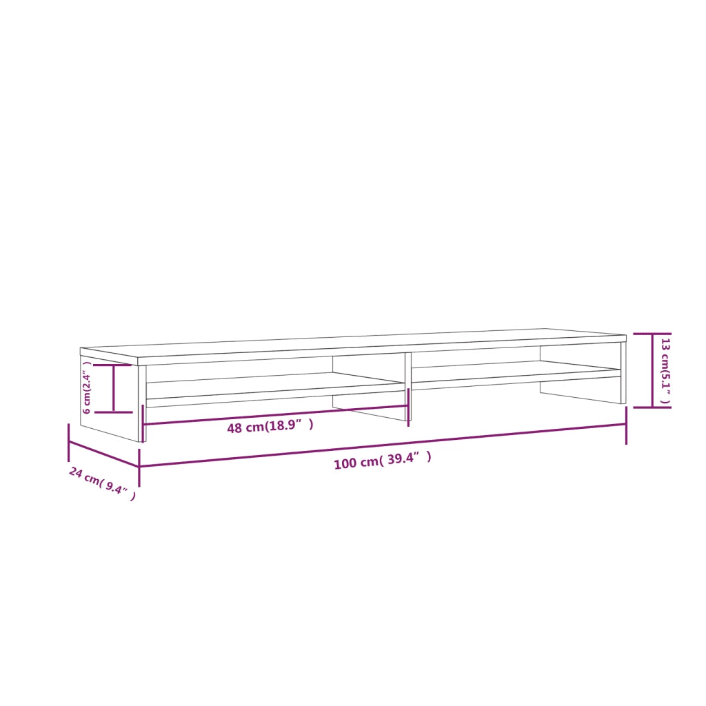 Supporto per Monitor 100x24x13 cm in Legno Massello di Pino 813919