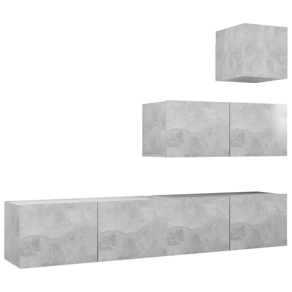 Set Porta TV 4 pz Grigio Cemento in Truciolato  cod mxl 34043