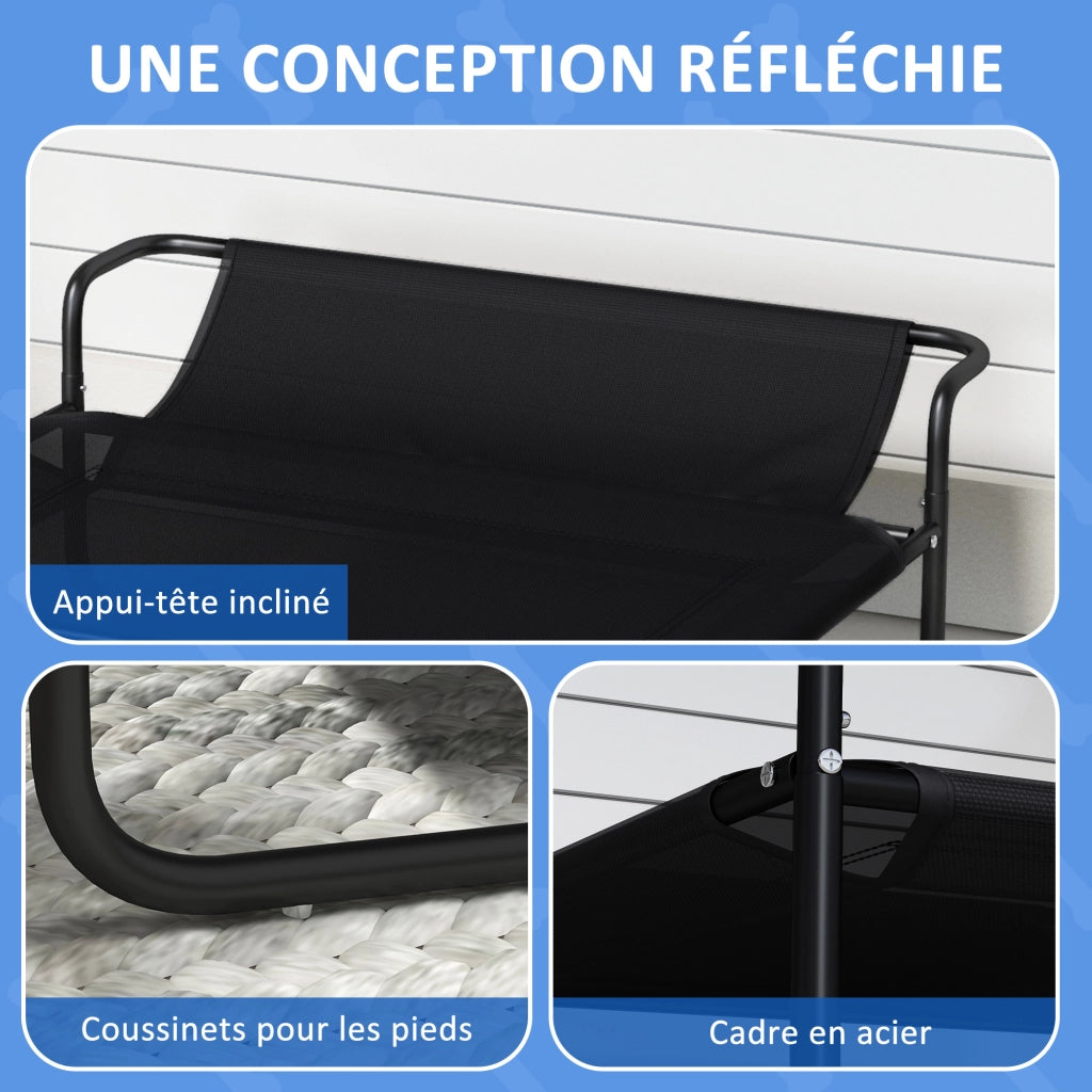Letto per cani e animali domestici con testiera ¨C zephmum ¨C tessuto micro-perforato nero 106x81x33 cm