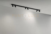 Oddy plafoniera faretto 6 luci in alluminio nero  attacco GU10  orientabile d.6cm