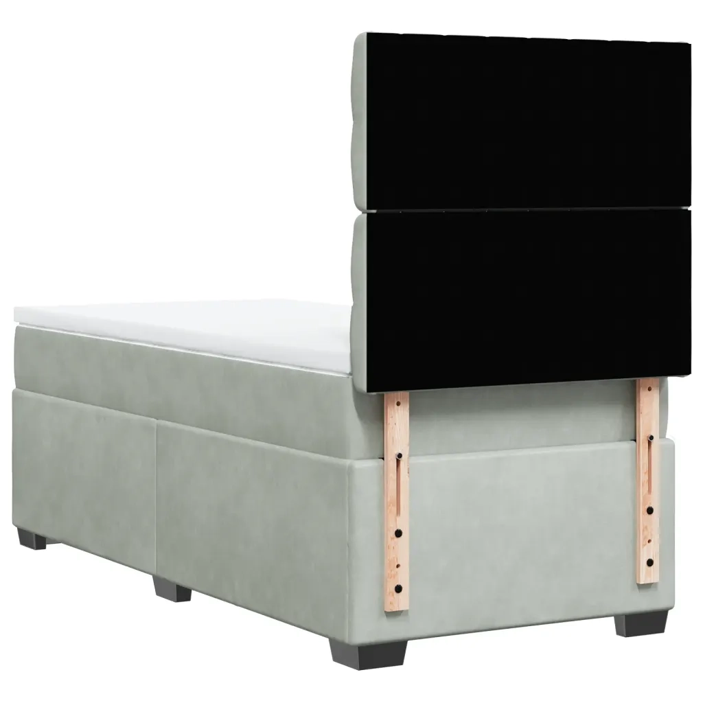 Giroletto a Molle con Materasso Grigio Chiaro 90x200 cm Velluto