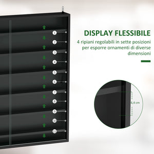 Bacheca Vetrina a Muro con 6 Ripiani Regolabili 80x9.5x83 cm in Legno Nero