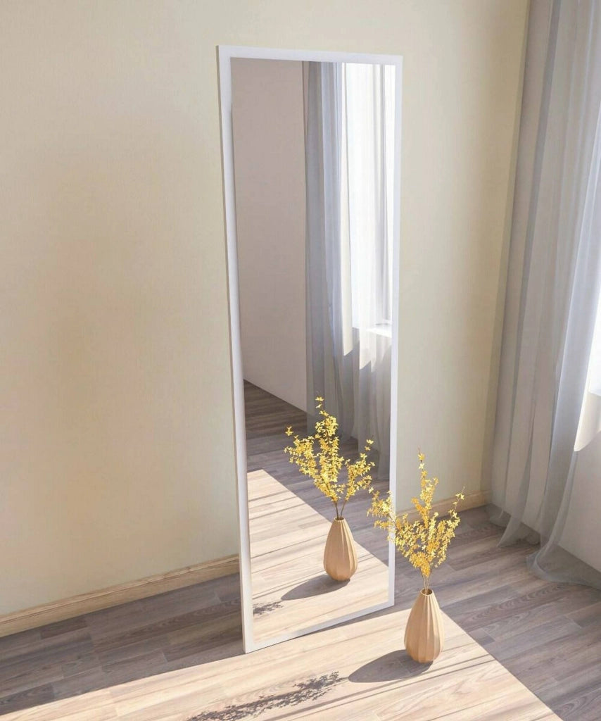 Specchio Dragone, Specchiera, Articolo d'arredo a muro, Decorazione con specchio, 50x2h160 cm, Bianco
