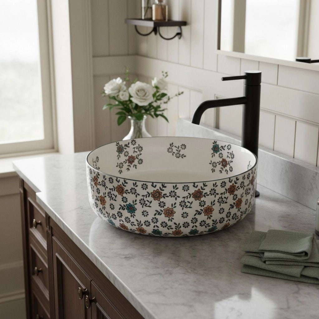 Lavabo Da Appoggio Rea Stefania Fiori