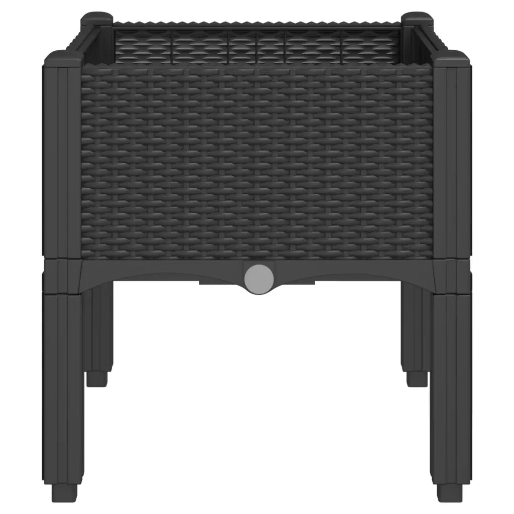 Fioriera | Cassetta per fiori | Vaso da Giardino con Gambe Nera 40x40x42 cm in PP