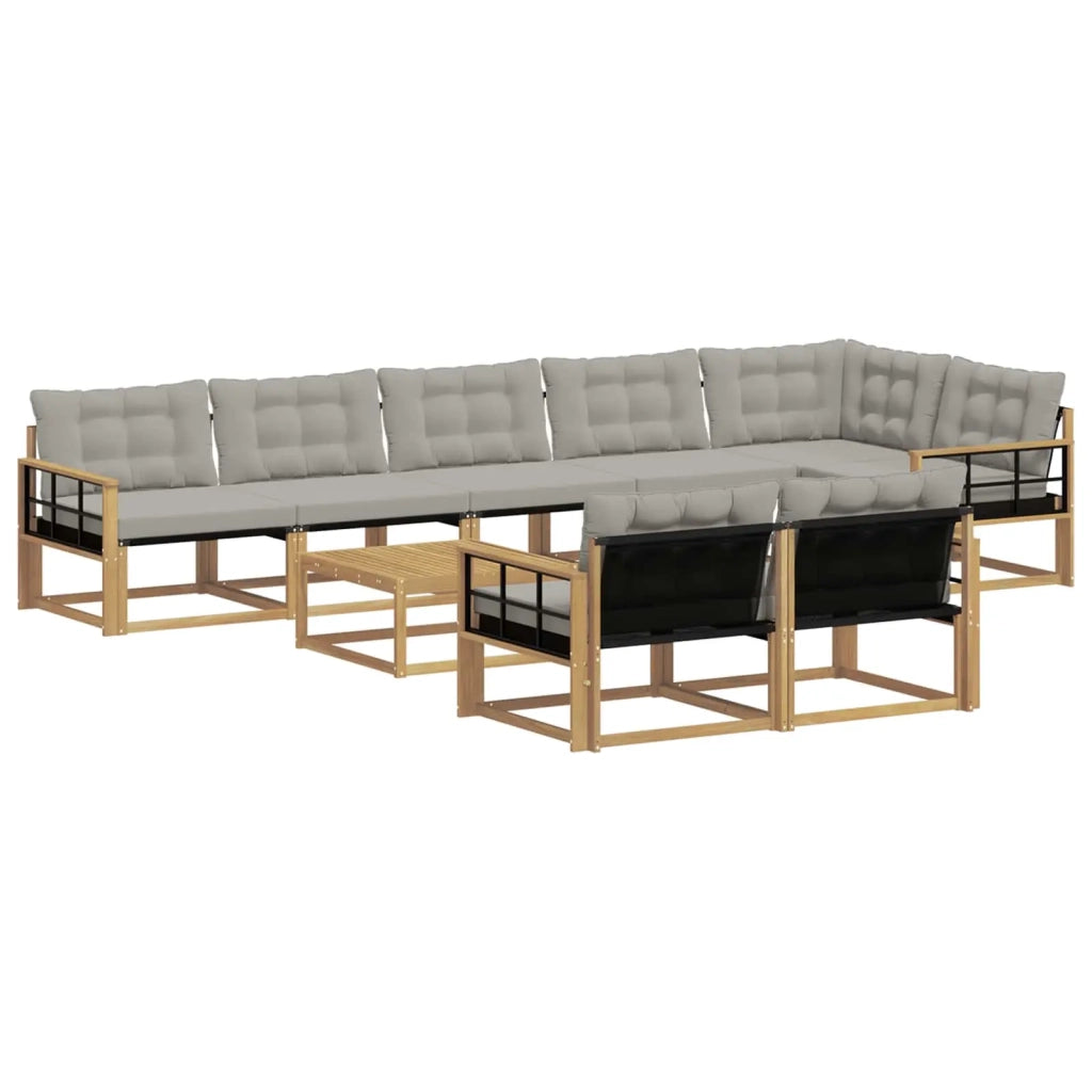 Set di divani da esterno 9 pz Bianco e Grigio Chiaro 3388833