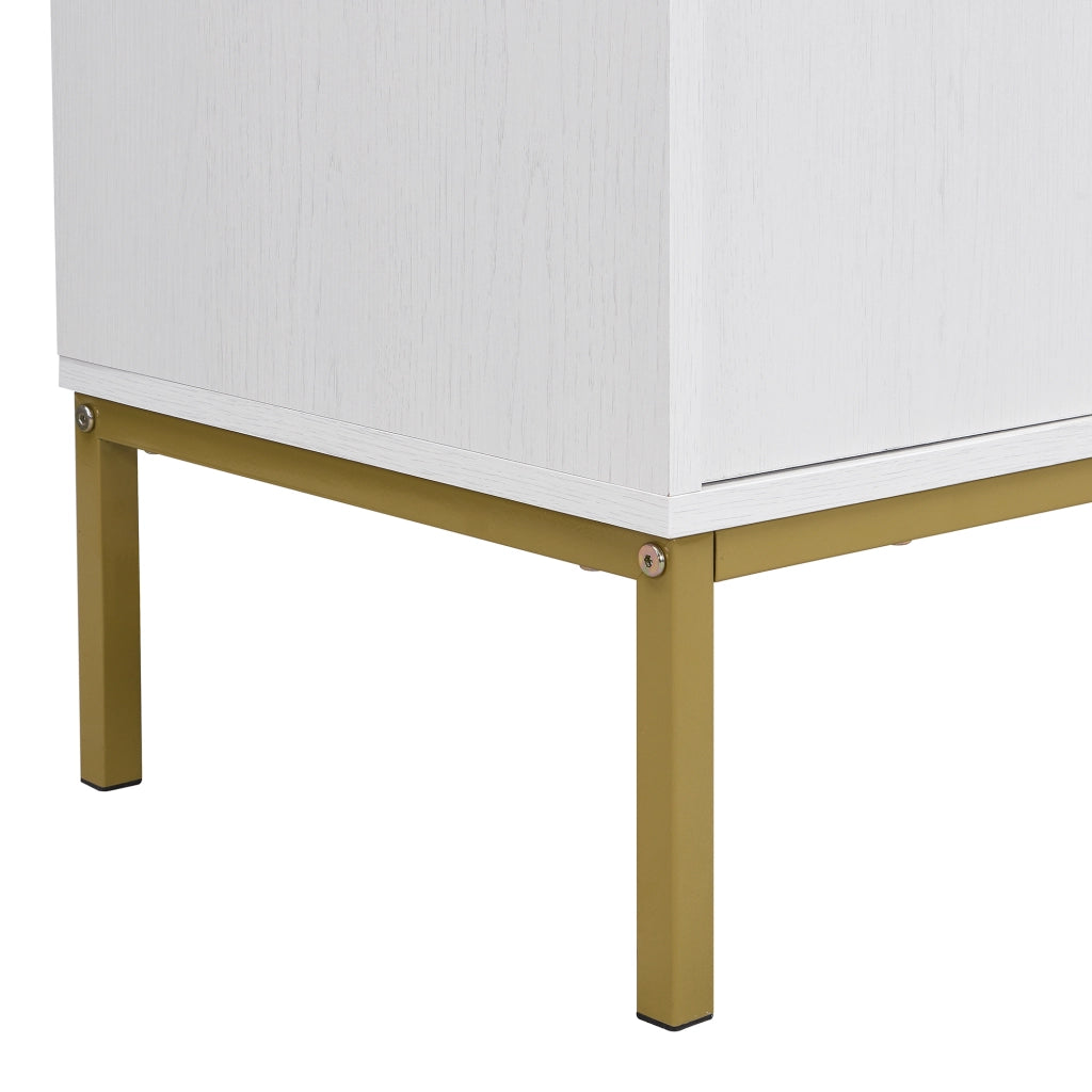 Credenza a 4 ante con ripiani regolabili in MDF bianco e effetto legno, per soggiorno e sala da pranzo, 160 × 40 × 80,5 cm