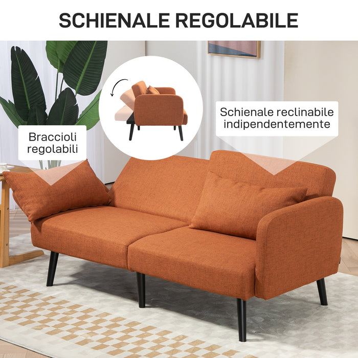 Divano Letto Singolo Clic Clac con Schienale Regolabile 170x83x80 cm in Tessuto effetto Lino Marrone