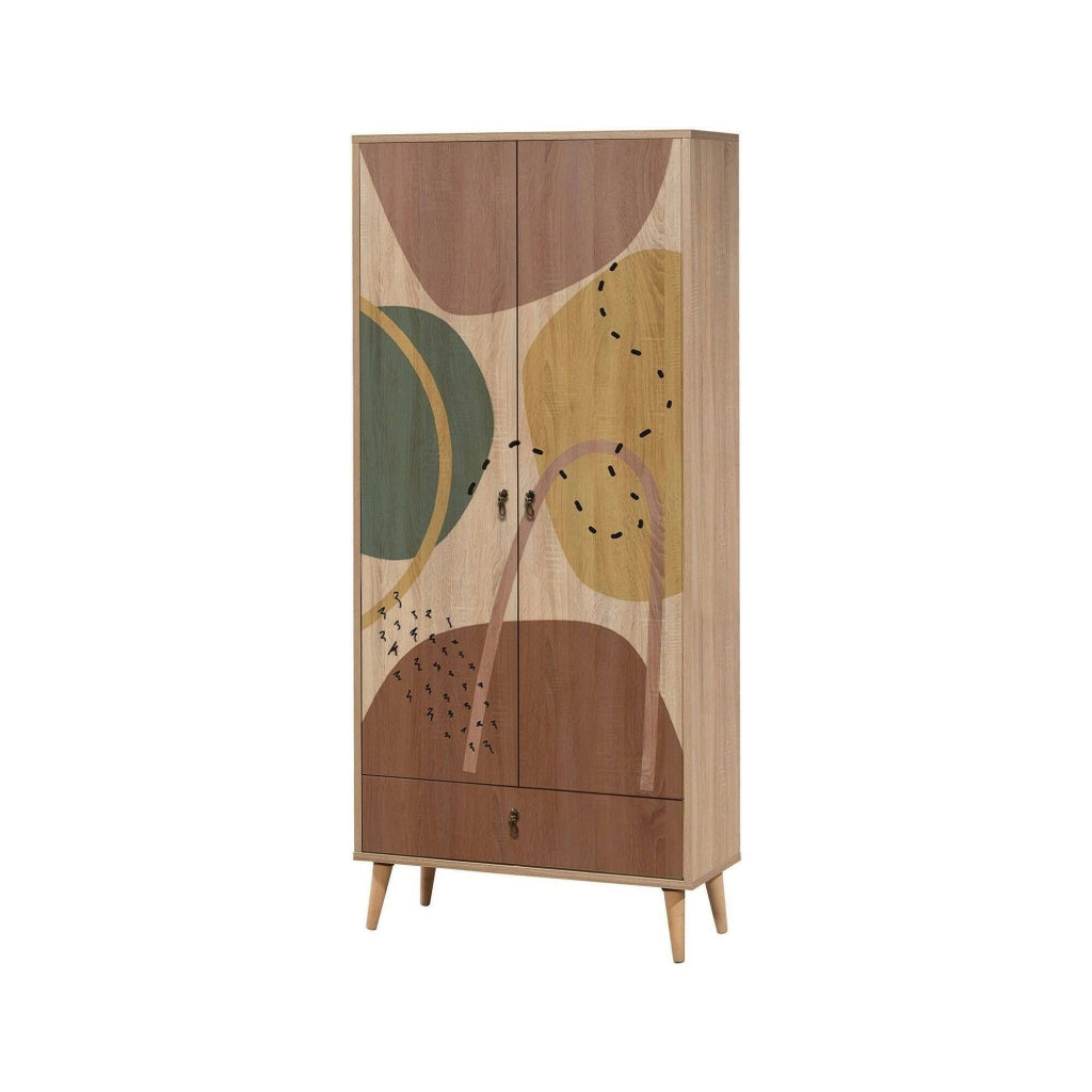 Guardaroba 2 ante Atomic, Mobile camera da letto, Cabina armadio portabiti, Armadio appendiabiti, 80x45h190 cm, Multicolore