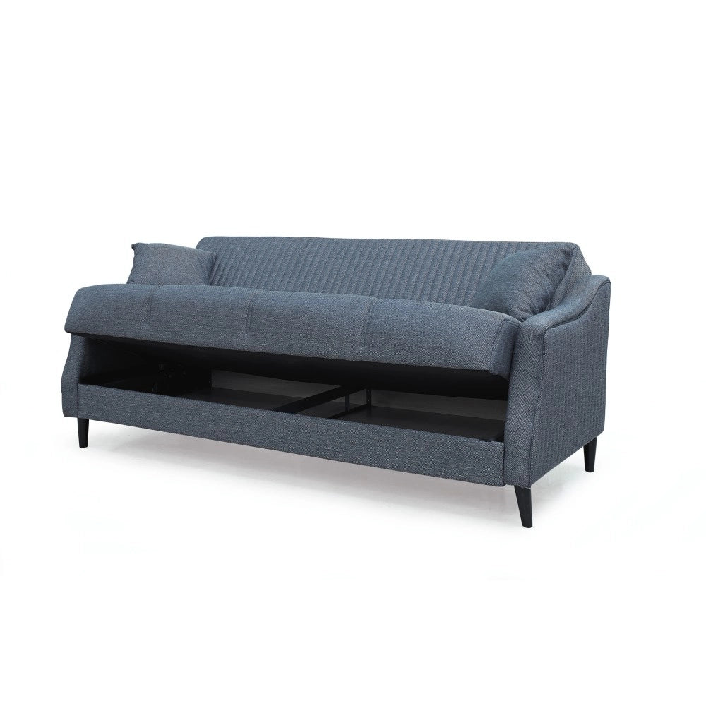 Divano 3 posti funzione letto contenitore Montana in tessuto grigio 225x82x92h
