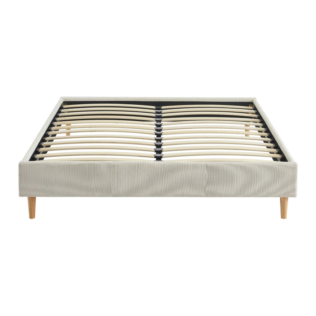 Struttura letto in velluto a coste fini con rete a doghe, 140x190cm,