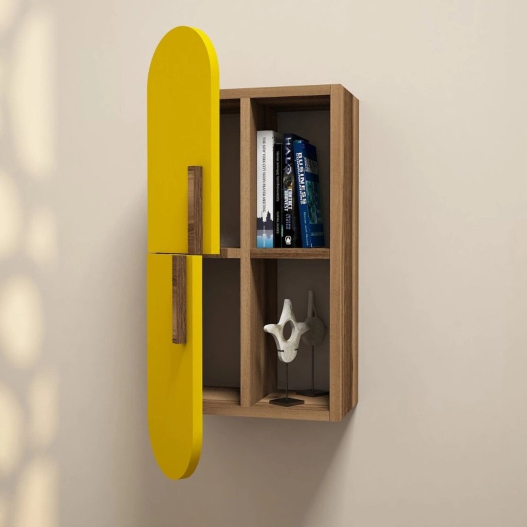 Nesat, Mensola 4 Ripiani, 35x22x60h cm Marrone Noce