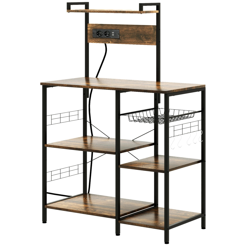 Mobile da cucina con prese ¨C zephmum ¨C marrone, 90x42x130 cm