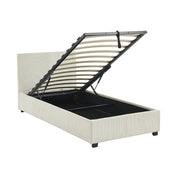 Letto con rete e testata pieghevoli 90x190cm, velluto a coste fini,