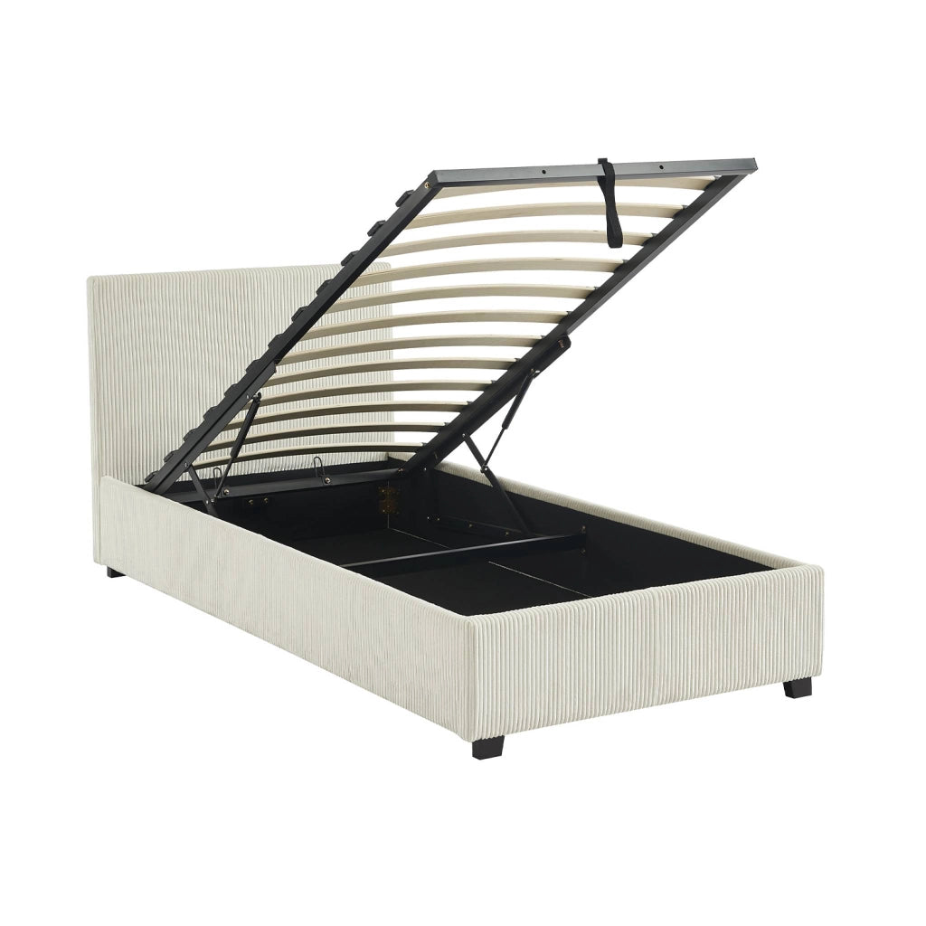 Letto con rete e testata pieghevoli 90x190cm, velluto a coste fini,
