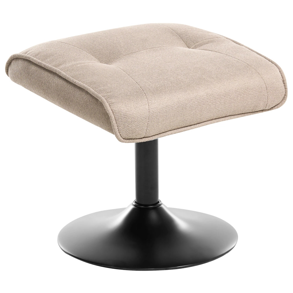 Poltrona reclinabile Taupe con poggiapiedi Poylester Tessuto girevole imbottito Struttura in metallo Design retrò