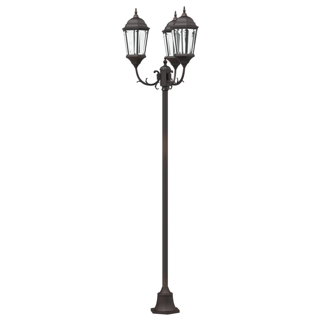 Palo da Giardino  con 3 Lampade E27 Bronzo 220 cm Alluminio
