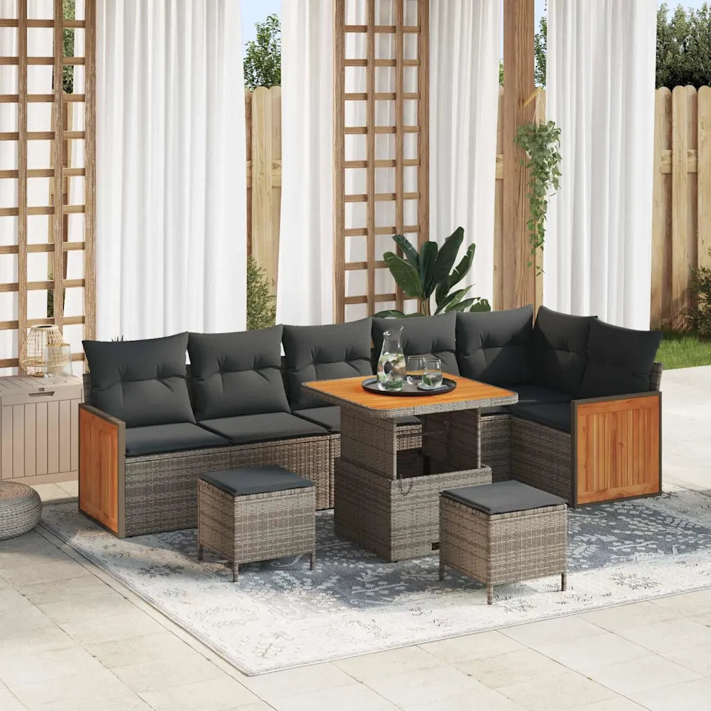Set Divano da Giardino con cuscino 11 pcs Grigio polyrattan 3365273