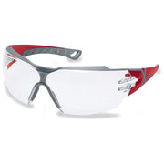 Uvex 9198258 Pheos CX2 Occhiali di Sicurezza Policarbonato UV400 Antigraffio Antiappannante EN166 EN170 colore Grigio Rosso