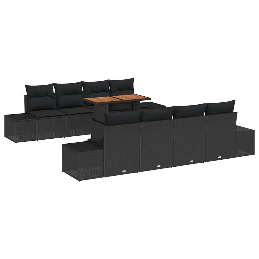 Set Divano da Giardino con archiviazione 9 pcs Nero Poly Rattan 3358676