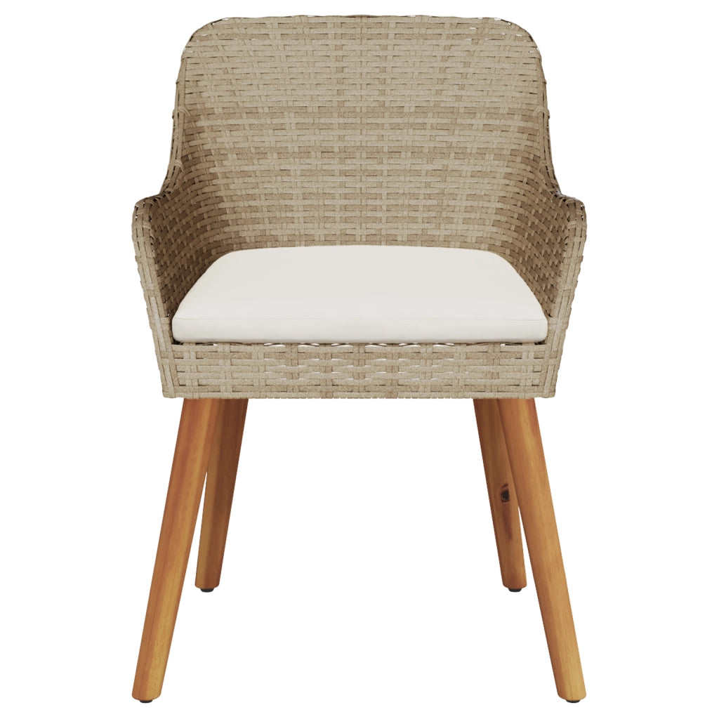 Sedie da giardino con cuscini 2 pcs Beige in Polyrattan