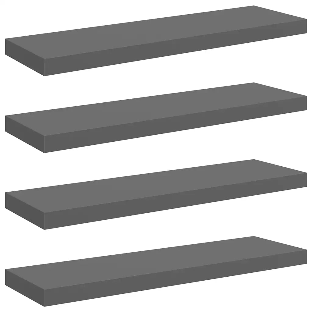 Scaffali a Parete 4 pz Grigio Lucido 80x23,5x3,8 cm in MDF 323795