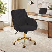 Sedia da ufficio girevole con altezza regolabile, schienale ergonomico e seduta imbottita in velluto nero