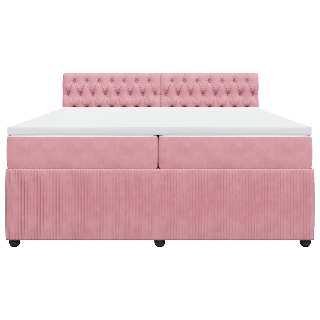 Giroletto a Molle con Materasso Rosa 200x200 cm in Velluto 3290141