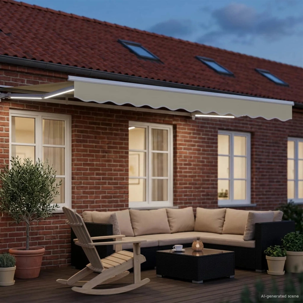 Cornice per Tenda Manuale con LED Crema e Bianco 3 x 2,5 m 3420573
