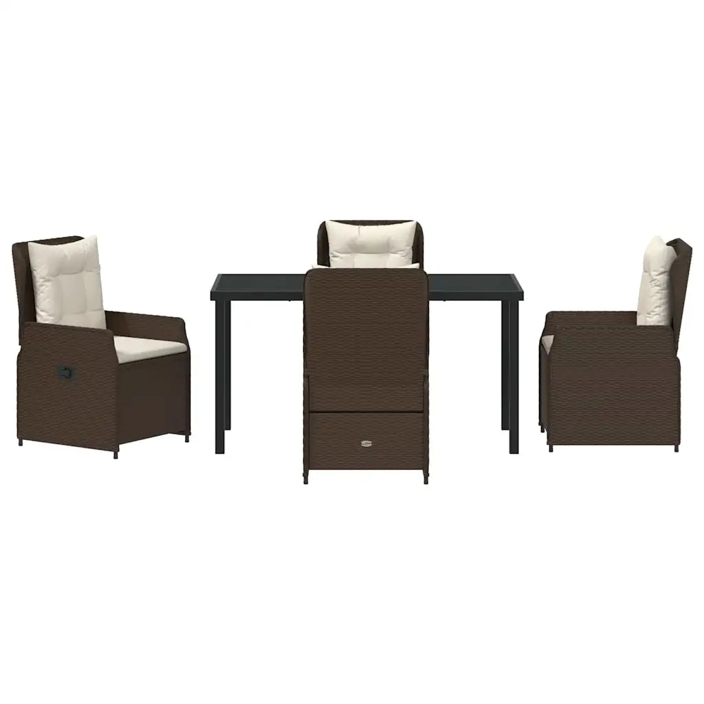 Set da Pranzo per Giardino 5 pcs Marrone polyrattan 3380948