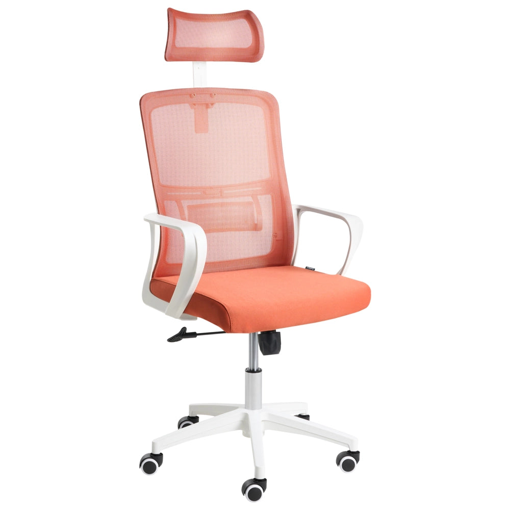 Sedia da ufficio con base girevole e poggiatesta regolabile in altezza con rete Home Office Beige stile moderno