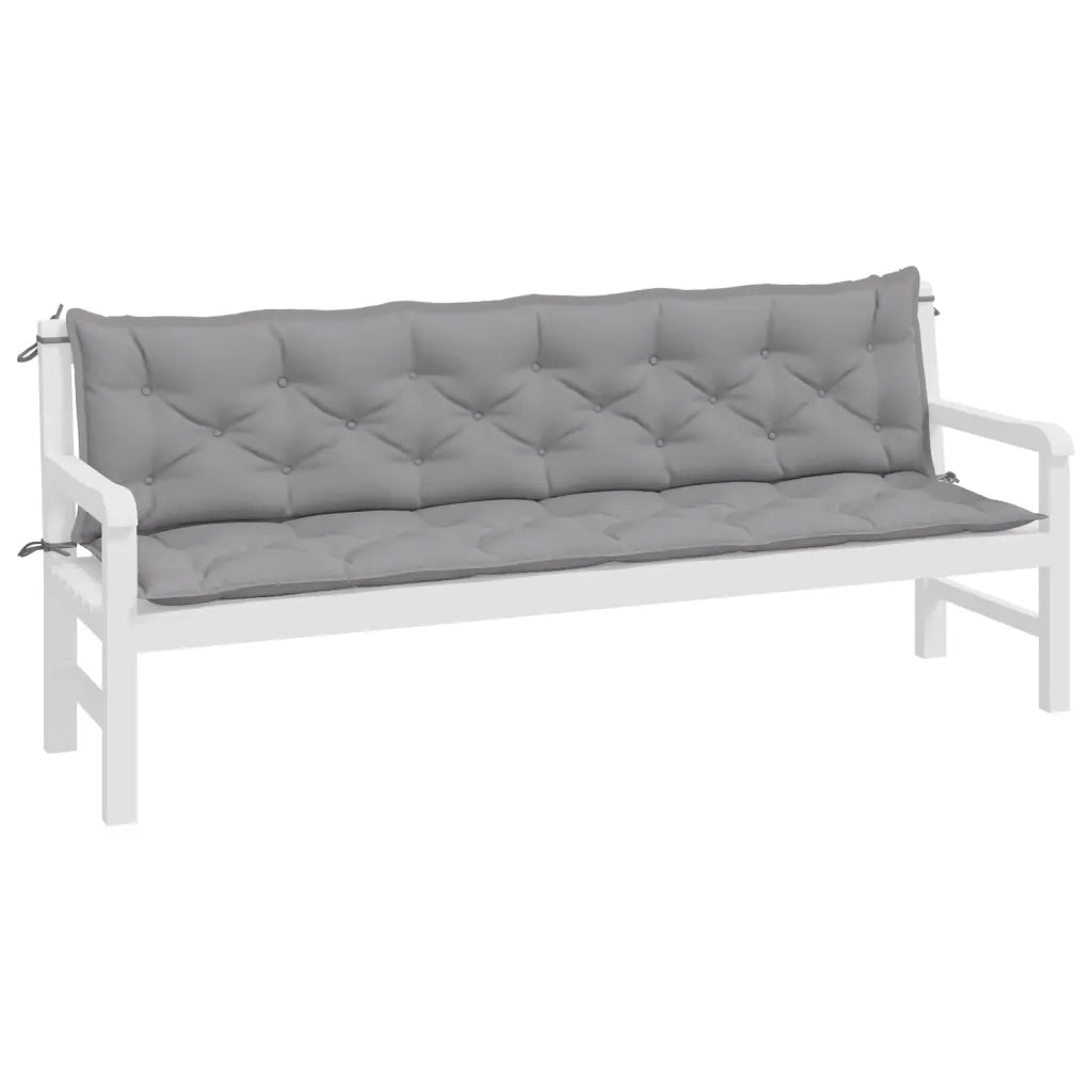 Cuscini per Panca 2 pz-Set di 2 Cuscini per panchina Grigi 200x50x7 cm in Tessuto Oxford