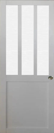 Porta Scorrevole Officina Vetro satinato bianco H204 x L83 e 2 Conchiglie