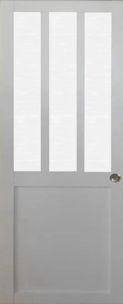 Porta Scorrevole Officina Vetro satinato bianco H204 x L83 e 2 Conchiglie