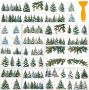 Decorazione di Natale per Finestre - 12 Fogli - Stickers con Effetto di Wrijven - Neve - Alberi - Mobili - 5,5 x 5,5 cm - Stickers per Finestre