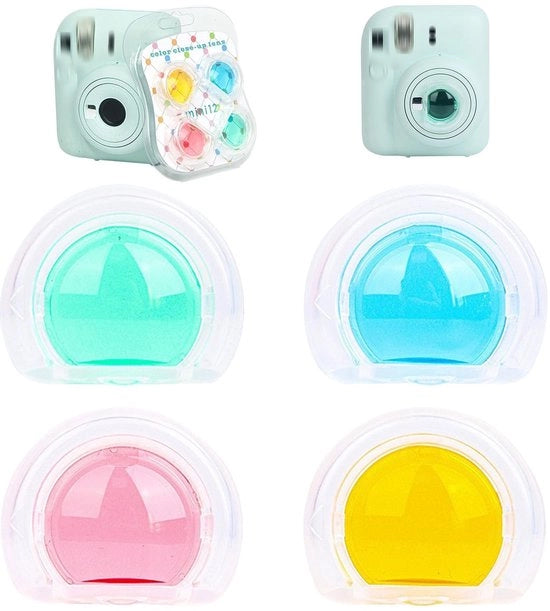 Set di filtri per fotocamera 4 pezzi - Set di filtri colorati Rosa/Giallo/Verde/Blu - Accessori per fotocamera - Adatto per Instax Mini 12 - Materiale PVC - Dimensioni 3,2 x 4 cm - Filtri per fotocamera