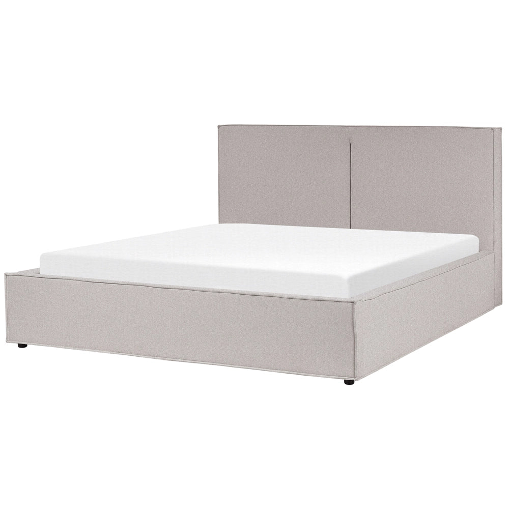 Letto king size 180 x 200 cm Grigio chiaro Rivestimento in tessuto Ottomana di contenitore Telaio a doghe Camera da letto moderna contemporanea