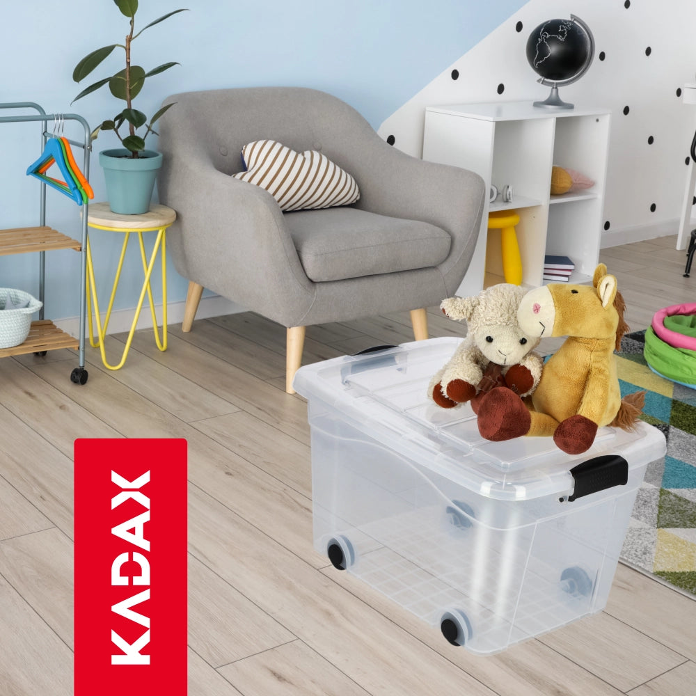 Contenitore per giocattoli KADAX, grande scatola con ruote, in plastica, grande 20 litri
